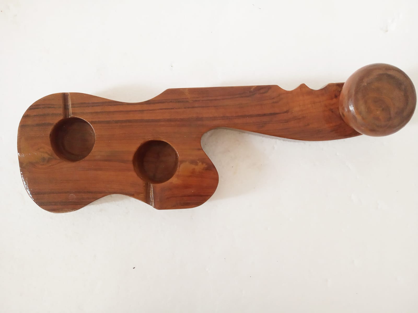 Picture of Beautiful Natural Wood Candle Holder from Maharashtra - An Antique Collection for Home Decoration.